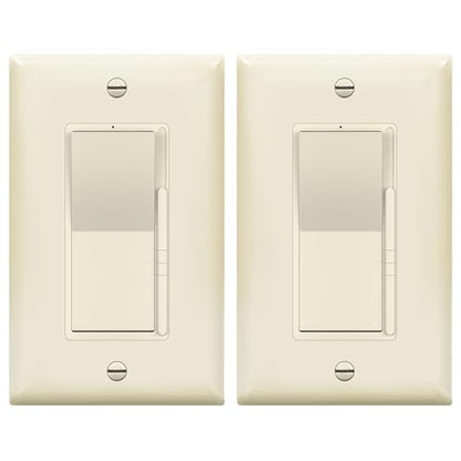 TOPGREENER 300W LED Dimmer Light Switch, Single Pole/3-Way, Light Almond, 2P - color: Light Almond