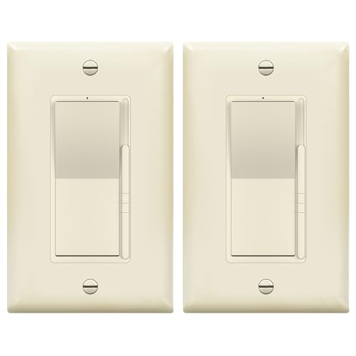 TOPGREENER 300W LED Dimmer Light Switch, Single Pole/3-Way, Light Almond, 2P - color: Light Almond
