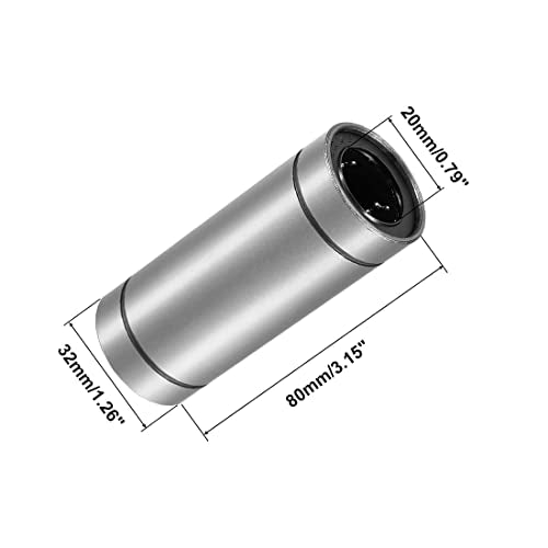 Linear Ball Bearings, LM20LUU 20mm Bore Longer Linear Motion Bushing Double Side Rubber Sealed Rod Liner Shaft Parts for CNC Machine 3D Printer 4 Pack - size: 20mm