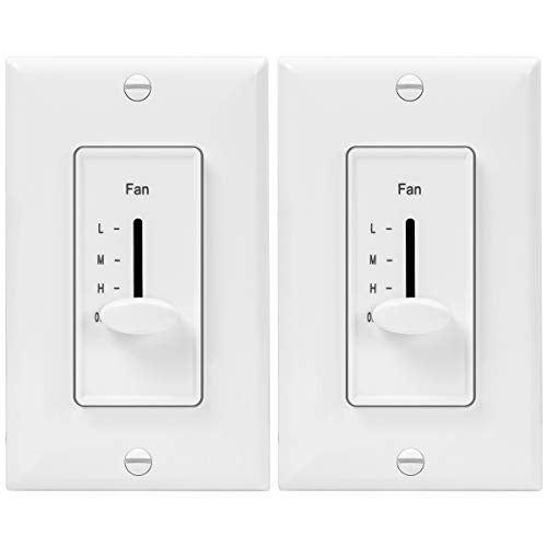 ENERLITES 3-Speed Ceiling Fan Control Switch, Single Pole, White, 2 Pack - color: White, size: 2 Pack