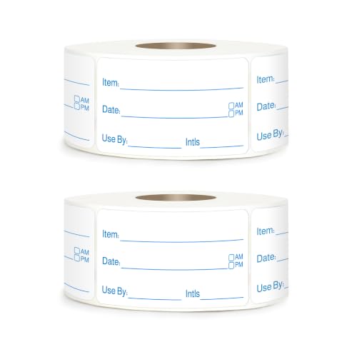 2 Rolls 1000 Pcs 1 inch X 2 inch Restaurant Quality Shelf Life Food Rotation Labels, Self-Adhesive Removable for Reusable Containers, Food Safety Date Sticker, Leftover Labels (Doukle-Blue) - style: Doukle-Blue