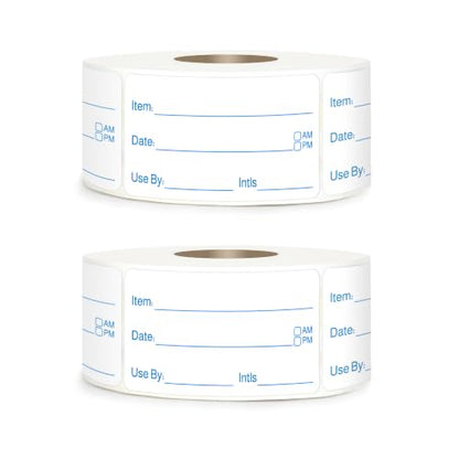 2 Rolls 1000 Pcs 1 inch X 2 inch Restaurant Quality Shelf Life Food Rotation Labels, Self-Adhesive Removable for Reusable Containers, Food Safety Date Sticker, Leftover Labels (Doukle-Blue) - style: Doukle-Blue