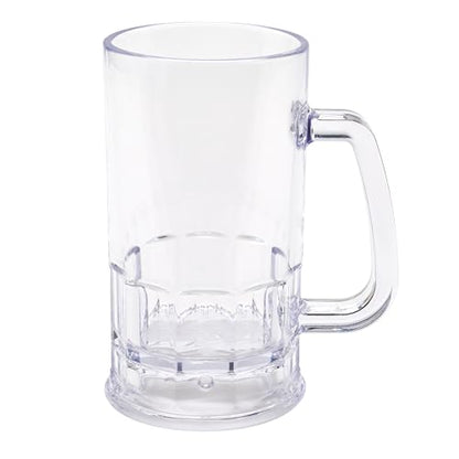 GET 20 oz Clear Plastic Beer Mug with Handle (Set of 12) - size: 20 Ounce, style: Set of 12