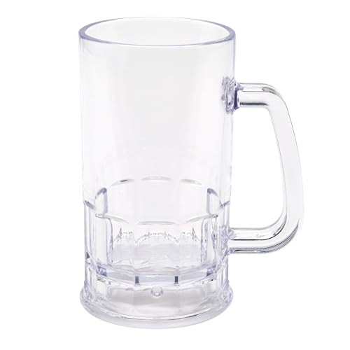 GET 20 oz Clear Plastic Beer Mug with Handle (Set of 4) - size: 20 Ounce, style: Set of 4