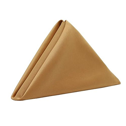 Your Chair Covers - 10 Pack 20-Inch Gold L'Amour Satin Napkins – Oversized, Double-Folded, and Hemmed Table Napkins for Weddings, Restaurants, and Special Events - color: Gold