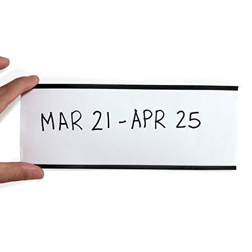 SmartSign (Pack of 25) 3 x 8 inch Flexible 'C' Channel Shelf Label Holders with Inserts, 62.5 mil Magnetic Material, Black, Made in USA - size: 3" x 8"