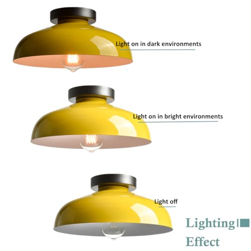 DIRYZON Industrial Yellow Semi Flush Mount Ceiling Light, 12-Inch - color: Yellow