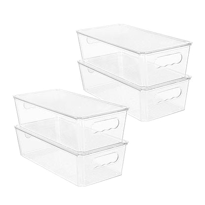 Vtopmart 4pcs Clear Stackable Storage Bins with Lids - size: With Lid