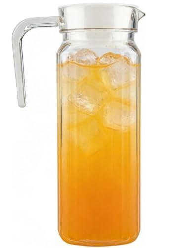 34 oz Acrylic Pitcher with Lid and Spout,1100ml Hot/Cold Water Jug for Iced Tea Pitcher for Coffee, Juice and Iced Tea Beverage Carafe with Lid (1100ml) - size: 37.2 Ounces