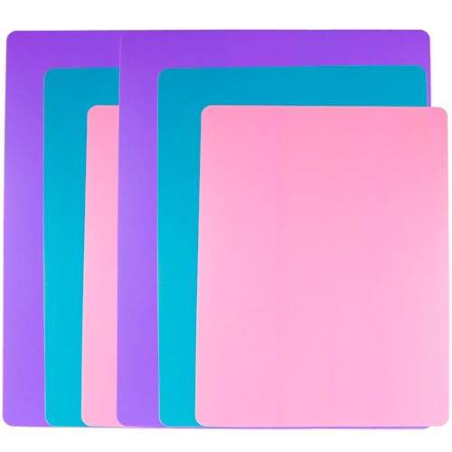 6 Pieces Flexible Cutting Board mats, Plastic Cutting Boards for Kitchen Cooking, Cutting board sheets for Meat and Vegetables, Dishwasher Safe - color: Pink/Blue/Purple