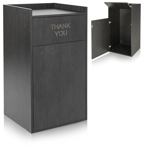 Alpine Restaurant Trash Can Cabinet - Commercial Trash Can 40 Gallon, Garbage Receptacle Indoor with Tray Holder for Restaurants, Cafeterias (Black) - color: Espresso Black