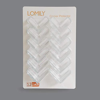LOMILY Clear Corner Guards(12 Pack),Table Corner Protectors,Clear Edge Safety Bumpers,High Resistant Adhesive Gel,Corner Protector for Baby,Kids,Furniture,Cabinet,Glass,Coffee Table,ect.
