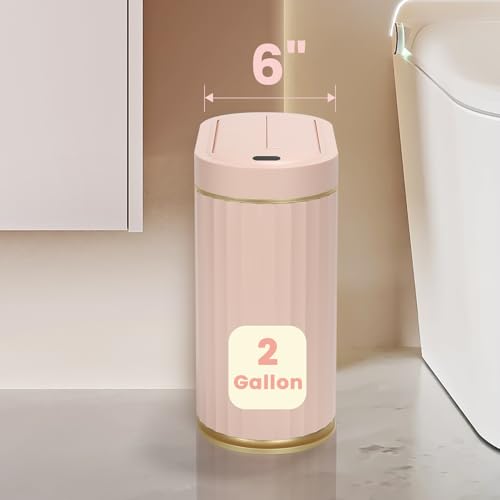 ELPHECO Motion Sensor Bathroom Trash Can with Lid 2 Gal Automatic Trash Can - color: Pink Gold
