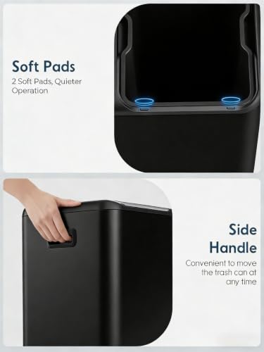 Arlopu 16Gal Dual Trash Can w/2 Built-in Box for Odor Control - color: Black