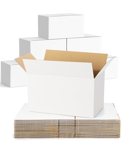 40-Pack-Small-Shipping-Boxes-10x6x6, Corrugated-Cardboard-Boxes-for-Packaging-Small-Business, White-Boxes-Mailers - color: White, size: 10x6x6 inches