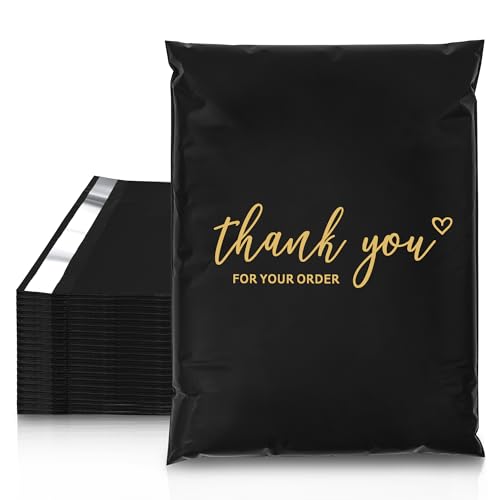 JinRuiKJ Thank You Poly Mailers 10x13 Inch, 25 PCS, Black - color: Black, size: 10*13inch 25pcs