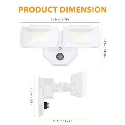 Onforu 3200lm Dusk to Dawn Outdoor Lighting, IP66 Waterproof, Auto on Off - color: White