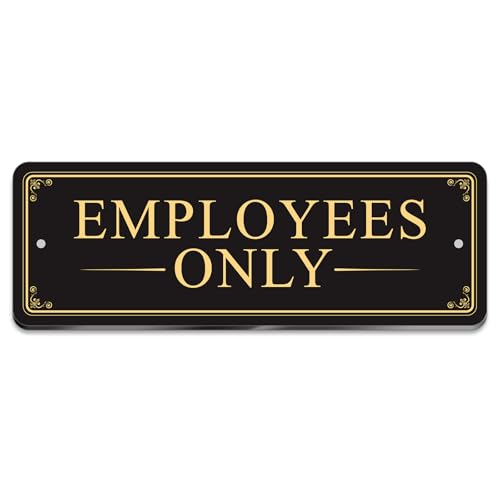 “EMPLOYEES ONLY” Acrylic Sign – Waterproof & Fade-Resistant Staff-Only Notice with Strong Adhesive + Pre-Drilled Holes (8.7"x3") | Office, Warehouse, Restricted Areas (Black gold) - color: Black gold