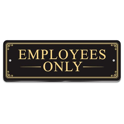 “EMPLOYEES ONLY” Acrylic Sign – Waterproof & Fade-Resistant Staff-Only Notice with Strong Adhesive + Pre-Drilled Holes (8.7"x3") | Office, Warehouse, Restricted Areas (Black gold) - color: Black gold