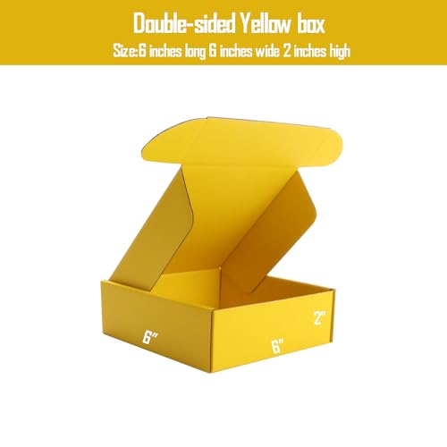 Small Yellow Shipping Packaging Boxs KAXILU 20pcs Shipping Boxs L6xW6xH2 inch Suitable E-Commerce Packaging - color: Yellow-20PCS, size: Small-L6xW6xH2 inch