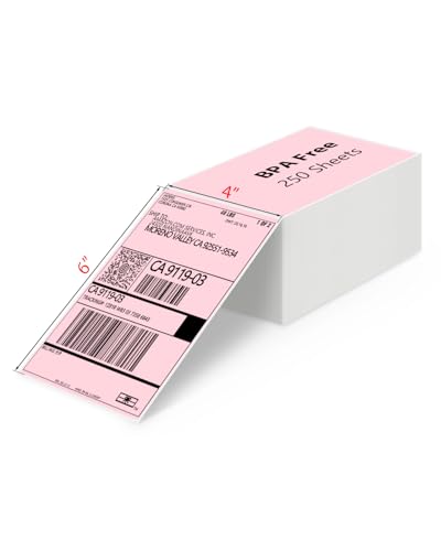 JADENS 4X6 Thermal Direct Shipping Label Compatible with JADENS MUNBYN, IDPRT, Rollo, Postage Label Paper for Small Businesses, 250 Labels/Pack, Pink - color: Pink