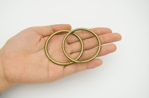 40pcs 4 Sizes O Rings Welded Strong Metal Heavy Duty Round Ring for Pet Collars Buckle Belts Strap Webbing Sewing - color: 2"(50mm) Bronze 6pcs