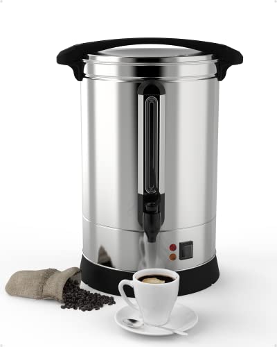 Coffee Urn 100 Cup, Stainless Steel Commercial Coffee Maker 14 L/3.7 gal Electric Hot Beverage Dispenser Large Hot Water Dispenser Coffee Dispenser Hot Water Urn For Business, Catering, Party - color: Silver, size: 100 Cups