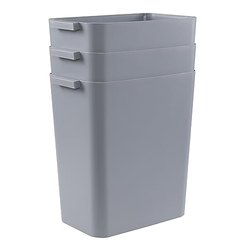 Zopnny Pack of 3 Rectangular Office Wastebasket Trash Can, 4.5 Gallon, Grey - color: Grey