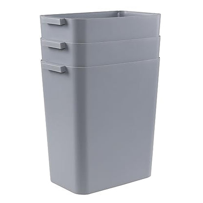 Zopnny Pack of 3 Rectangular Office Wastebasket Trash Can, 4.5 Gallon, Grey - color: Grey