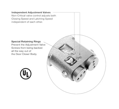 CRL CRL7062 Light Duty 90 Degree No Hold Open Overhead Concealed Closer Body Only