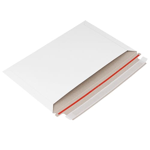 JAPCHET 200 PCS 9.75 x 6.25 Inch Rigid Mailers, Flat Photo Document Mailers with Self Seal Closure, White Cardboard Envelopes for Shipping CD, Photos, Documents, Papers