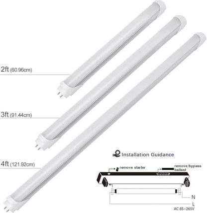 LightingWill LED T8 Light Tube 2FT, Natural White 4000K, Dual-End Powered Ballast Bypass, 1000Lumens 10W (24W Fluorescent Equivalent), Frosted Cover, AC85-265V Lighting Tube Fixtures, 4 Pack - color: Natural White, size: 2FT-4 Pack