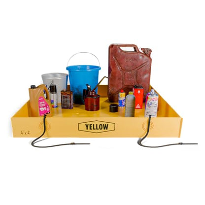 Yellow Safety®: 4ft x 4ft x 6in Yellow - Secondary Containment Berm, Spill Containment Tray, Thick PVC; Oil Spill, Lab Spill and Mining Spill, Concrete Spill