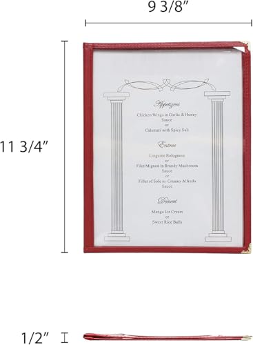 TrueCraftware- 8-1/2” x 11” Maroon Double Fold Restaurant Menu Covers 2 Page 4 View Set of 10- Crystal Clear Café Menu Holders Fits A4 Size Paper Menu Covers Clear Menu Sleeves - color: Maroon