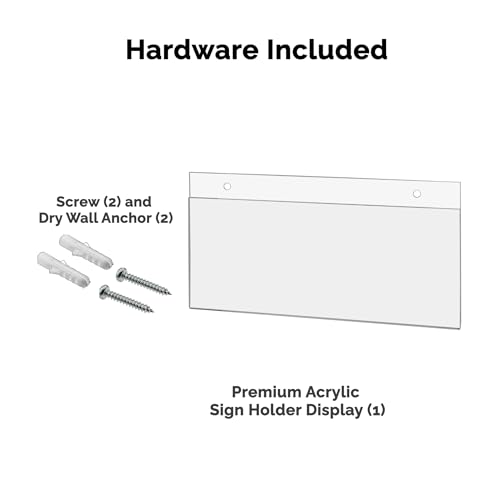 Marketing Holders 10 Pack Wall Mount Sign Holder for 10" x 4" Door Nameplates and Titles in Offices and Conference Centers Clear Acrylic Sleeve with 2 Pre Drilled Holes and Hanging Hardware - size: 10"w x 4"h