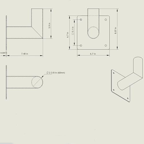 Wall Mount Bracket 90 Degree for LED Parking Lot Light 2-3/8inch Light Fixture Mounting L-Shape Bracket Slip Fitter Adapter for Outdoor Commercial LED Shoebox Area Yard Lights, Black, LDZJ-001