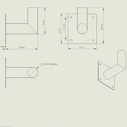 Wall Mount Bracket 90 Degree for LED Parking Lot Light 2-3/8inch Light Fixture Mounting L-Shape Bracket Slip Fitter Adapter for Outdoor Commercial LED Shoebox Area Yard Lights, Black, LDZJ-001