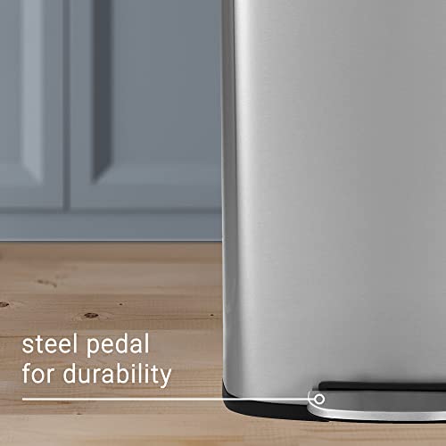 happimess Connor 2-Piece Stainless Steel Trash Can, Platinum Silver - color: Stainless Steel