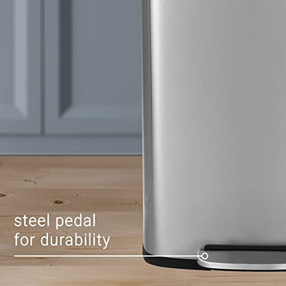 happimess Connor 2-Piece Stainless Steel Trash Can, Platinum Silver - color: Stainless Steel