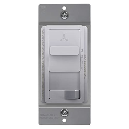 TOPGREENER Ceiling Fan Control and Light Switch, 3-Speed, Silver - color: Silver, size: Light Switch with Fan