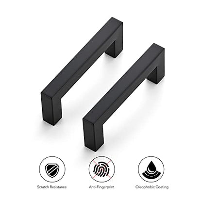 Ravinte Matte Black Cabinet Handles Square Pulls 3-1/2 Inch 10 Pack - size: 4 Inch (3-1/2 Inch Hole Center)