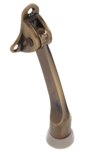 Hillman Kickdown Door Stop, 4in, 1 Pack, Antique Brass - color: Antique Brass