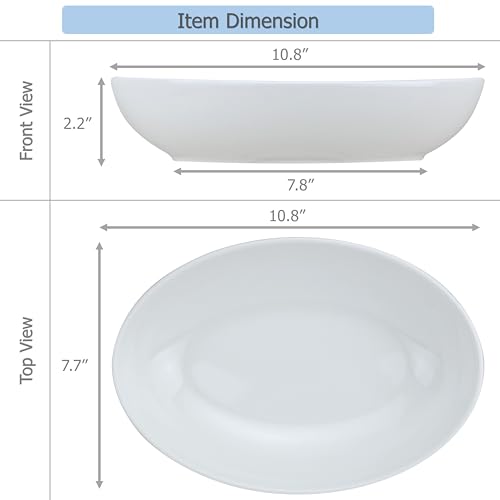 EIKS Ceramic Deep Plates Oval Shaped Dishes, Size of L10.8 x W7.7 - size: L Size (L10.8" x W7.7")
