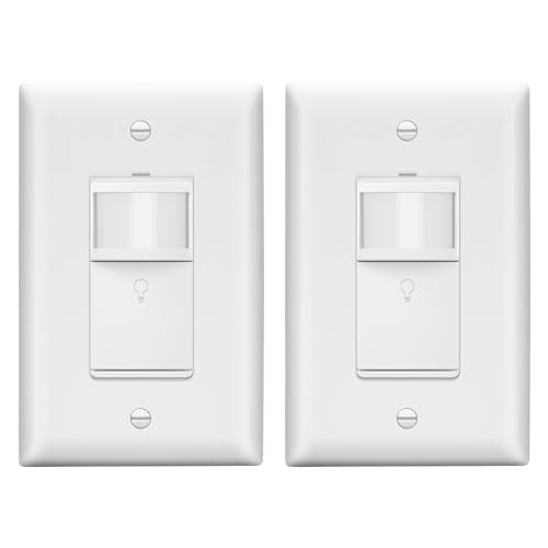LIDER Motion Sensor Switch with Wall Plate, PIR Sensor Light Switch, 2-Pack - color: White