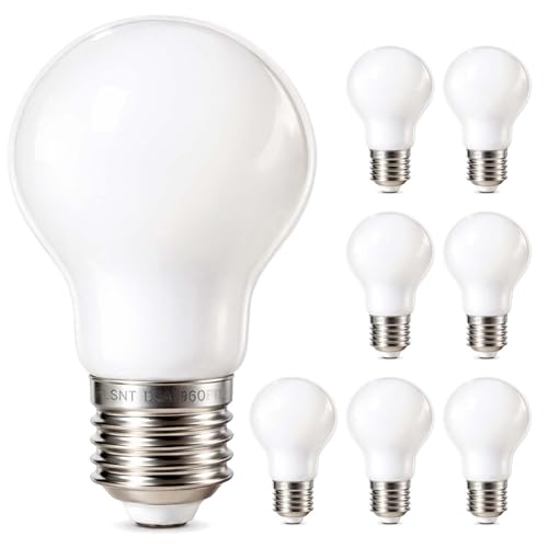 FLSNT A19 LED Bulbs, 7W 60W Equivalent Dimmable 2700K CRI90 E26 Base 8 Pack - color: Frosted 60w 2700k Soft White, size: 8 Count (Pack of 1)