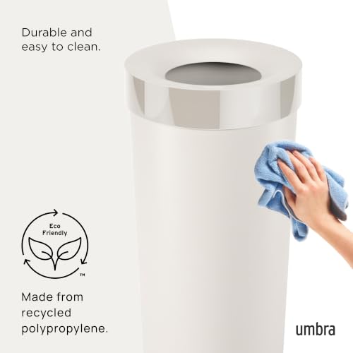 Umbra Vento Kitchen Trash Can, Open Top 16.5 Gallon Garbage Can, Sand - color: Sand