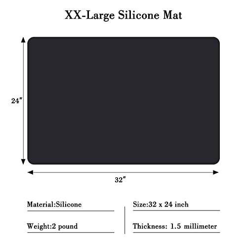 Gartful Silicone Mats for Countertop - 32"x 24"x0.06", Extra Large Multipurpose Mat, Counter Table Protector, Desk Saver Pad, Placemat Nonstick Nonskid Heat-Resistant Kitchen Pad, Black - color: Black, size: XXL-32" x 24" x 0.06"