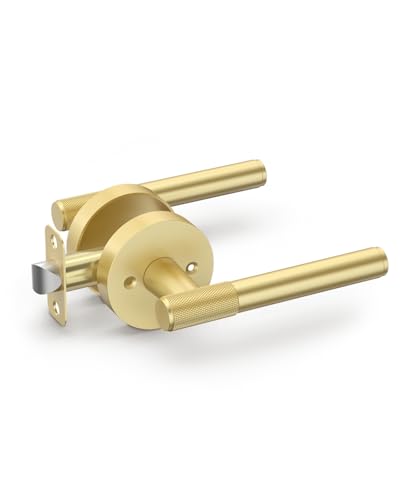 Asidrama 1 Pack Brushed Gold Passage Interior Door Handles - color: Brushed Gold, size: Passage, style: 1pack