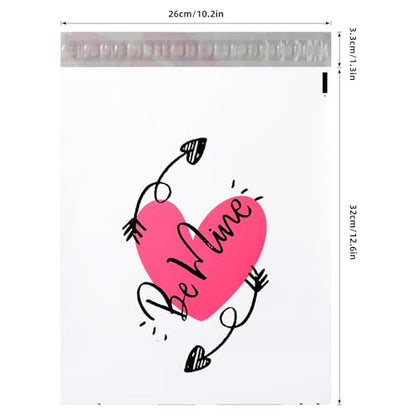 10x13 Inch Poly Mailers, Love Heart, 100 Pack Self Sealing - color: Love Heart