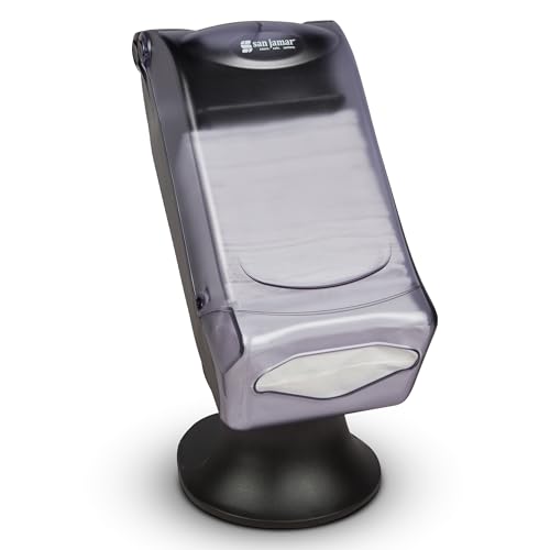 San Jamar - H5005SCL H5005S Venue Fullfold Control Napkin Dispenser with Stand, 500 Capacity, 8" Width x 17-1/2" Height x 13" Depth, Clear